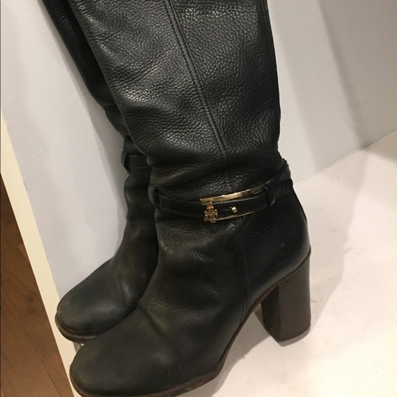 Tory Burch “Jenna” Black Leather Knee High Boots - Picture 2 of 8